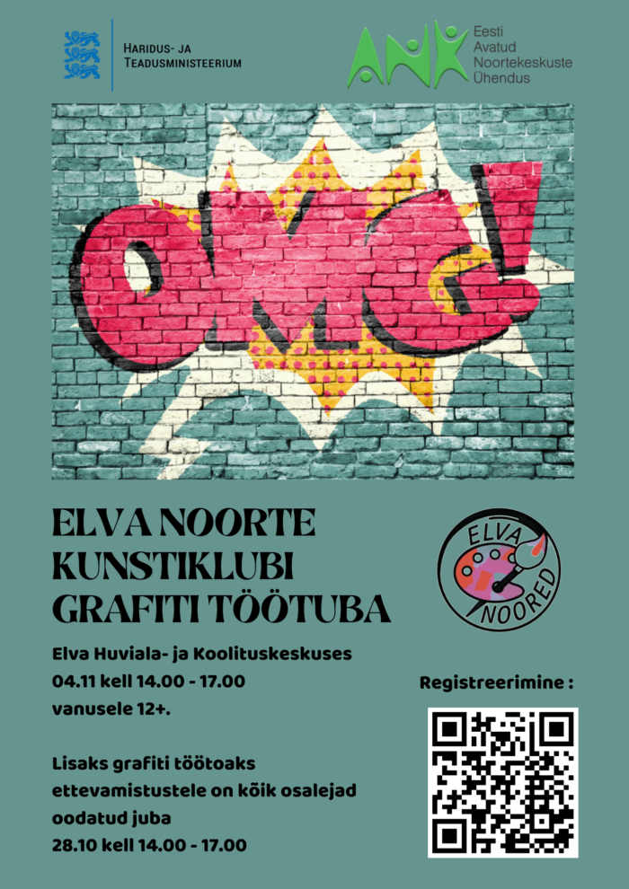 Elva Noorte Kunstiklubi grafiti töötuba NB! info muutunud